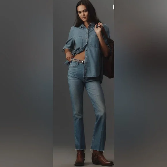 MOTHER High Rise Blue Jeans Flared - Picture 3 of 16